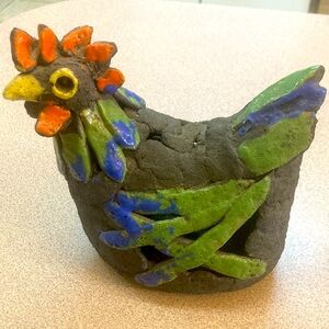 Colorful Ceramic Chicken Figurine